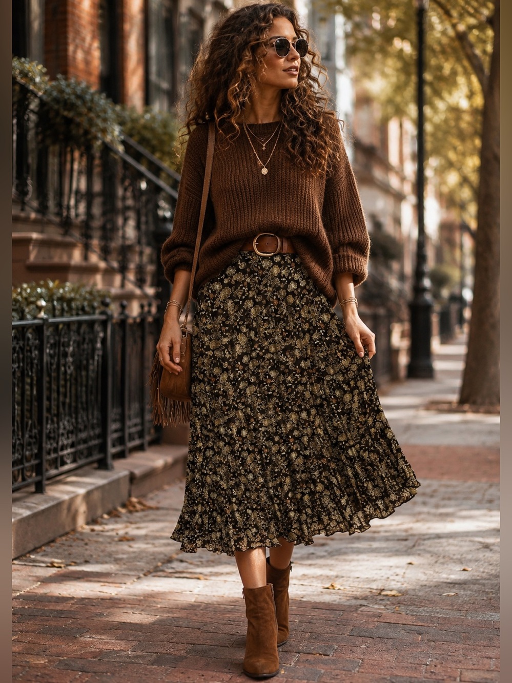 Axcess Liz Claiborne Women's Brown Floral Full Skirt 12